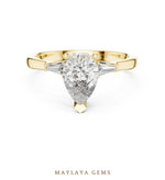 Load image into Gallery viewer, Maylaya Gems pear tapered baguette trilogy lab-grown diamond ring in yellow gold
