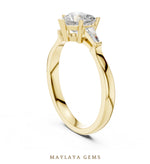 Load image into Gallery viewer, Maylaya Gems heart baguette trilogy lab-grown diamond ring in yellow gold

