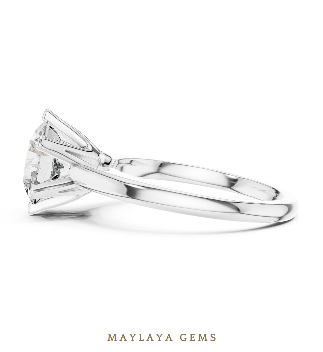 Maylaya Gems round six-prong solitaire lab-grown diamond ring in white gold