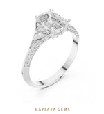 Load image into Gallery viewer, Maylaya Gems cushion trillion pave trilogy lab-grown diamond ring in white gold
