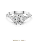Load image into Gallery viewer, Maylaya Gems cushion trillion pave trilogy lab-grown diamond ring in white gold
