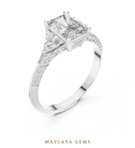 Load image into Gallery viewer, Maylaya Gems radiant trillion pave trilogy lab-grown diamond ring in white gold
