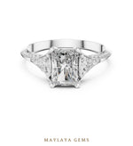 Load image into Gallery viewer, Maylaya Gems radiant trillion pave trilogy lab-grown diamond ring in white gold
