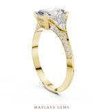 Load image into Gallery viewer, Maylaya Gems radiant trillion pave trilogy lab-grown diamond ring in yellow gold
