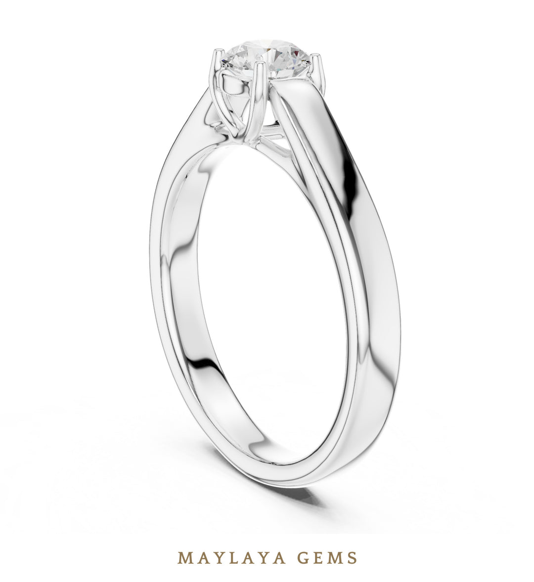 Maylaya Gems round u gallery solitaire lab-grown diamond ring in white gold