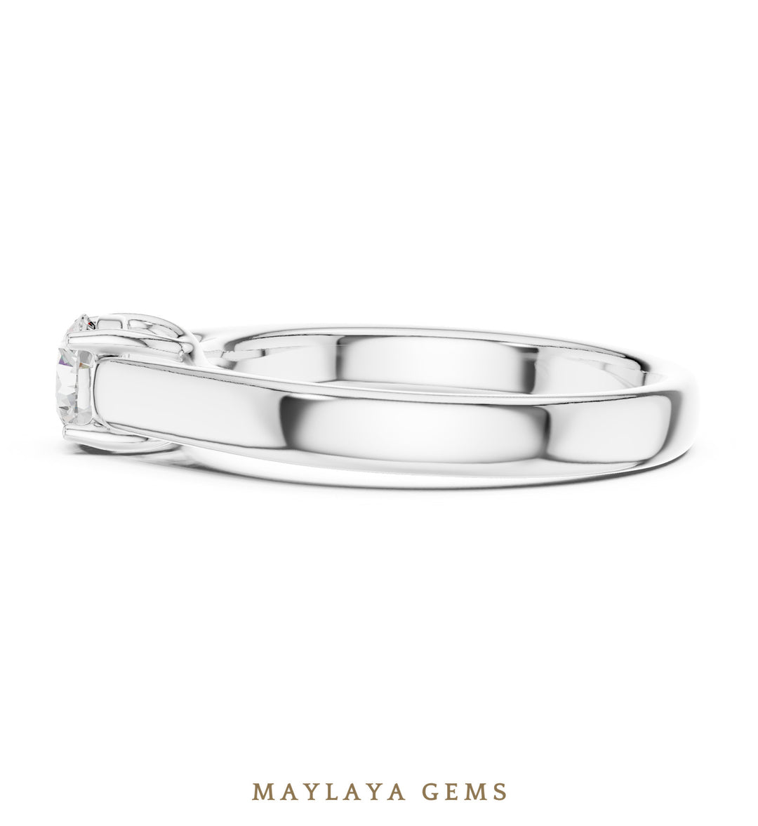 Maylaya Gems round u gallery solitaire lab-grown diamond ring in white gold