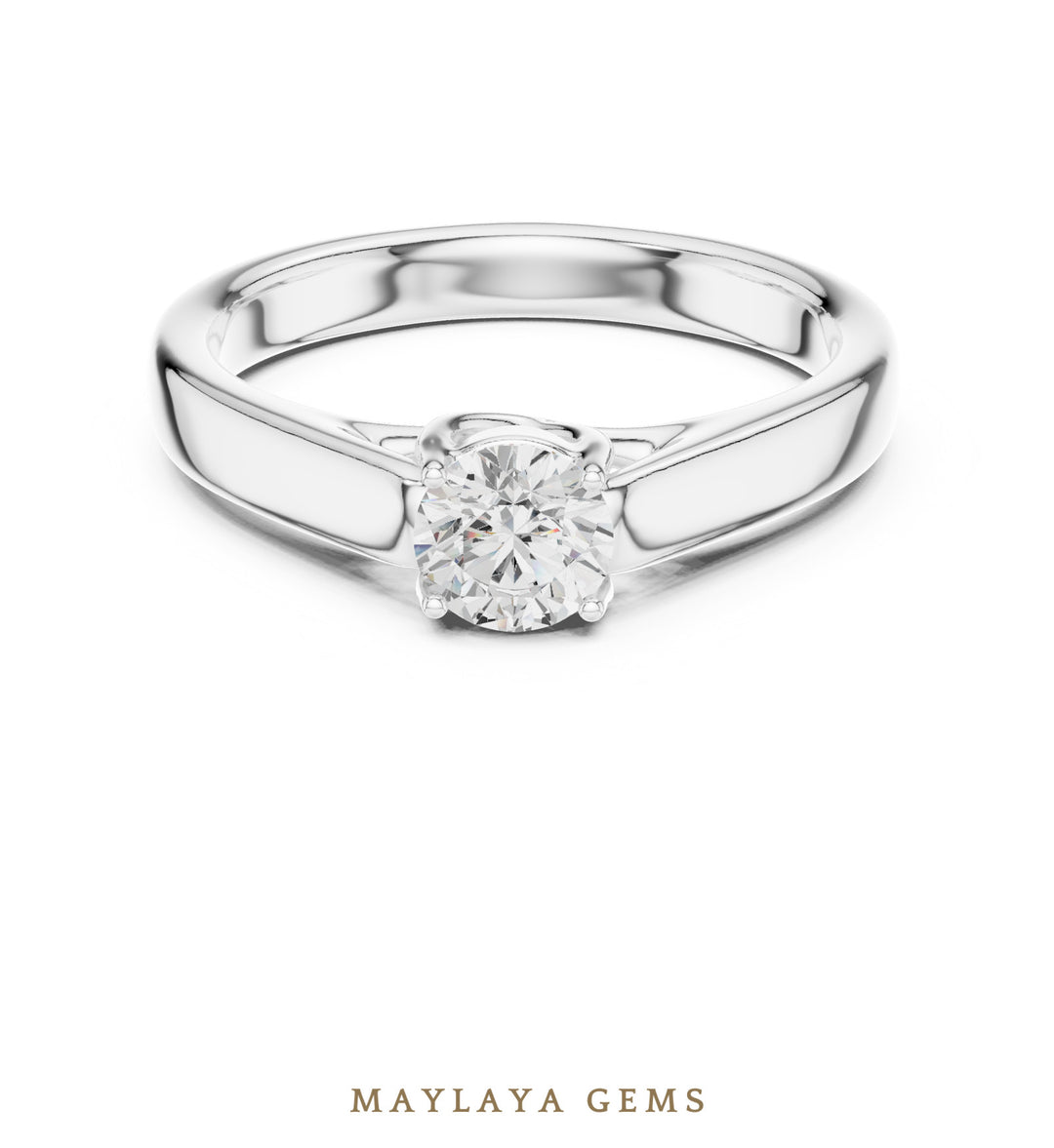 Maylaya Gems round u gallery solitaire lab-grown diamond ring in white gold