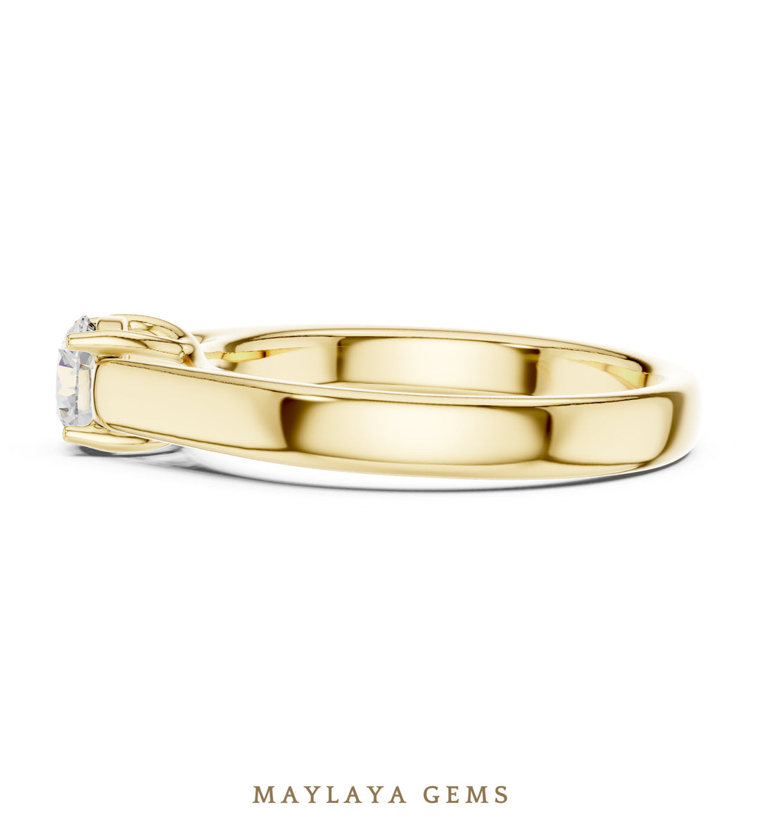 Maylaya Gems round u gallery solitaire lab-grown diamond ring in yellow gold
