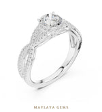 Load image into Gallery viewer, Maylaya Gems round pave infinity solitaire lab-grown diamond ring in white gold
