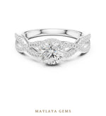 Load image into Gallery viewer, Maylaya Gems round pave infinity solitaire lab-grown diamond ring in white gold
