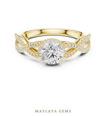 Load image into Gallery viewer, Maylaya Gems round pave infinity solitaire lab-grown diamond ring in yellow gold
