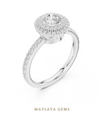 Load image into Gallery viewer, Maylaya Gems round bezel double halo lab-grown diamond ring in white gold
