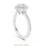 Load image into Gallery viewer, Maylaya Gems round bezel double halo lab-grown diamond ring in white gold
