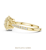 Load image into Gallery viewer, Maylaya Gems round bezel double halo lab-grown diamond ring in yellow gold
