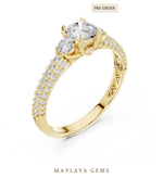 Load image into Gallery viewer, Maylaya Gems round trilogy pave lab-grown diamond ring in yellow gold
