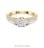 Load image into Gallery viewer, Maylaya Gems round trilogy pave lab-grown diamond ring in yellow gold
