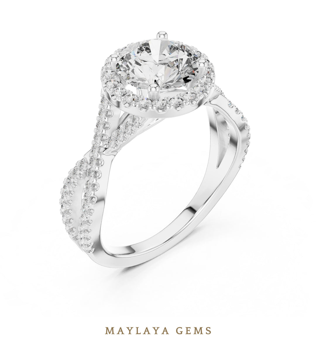 Maylaya Gems round halo infinity lab-grown diamond ring in white gold