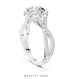 Load image into Gallery viewer, Maylaya Gems round halo infinity lab-grown diamond ring in white gold
