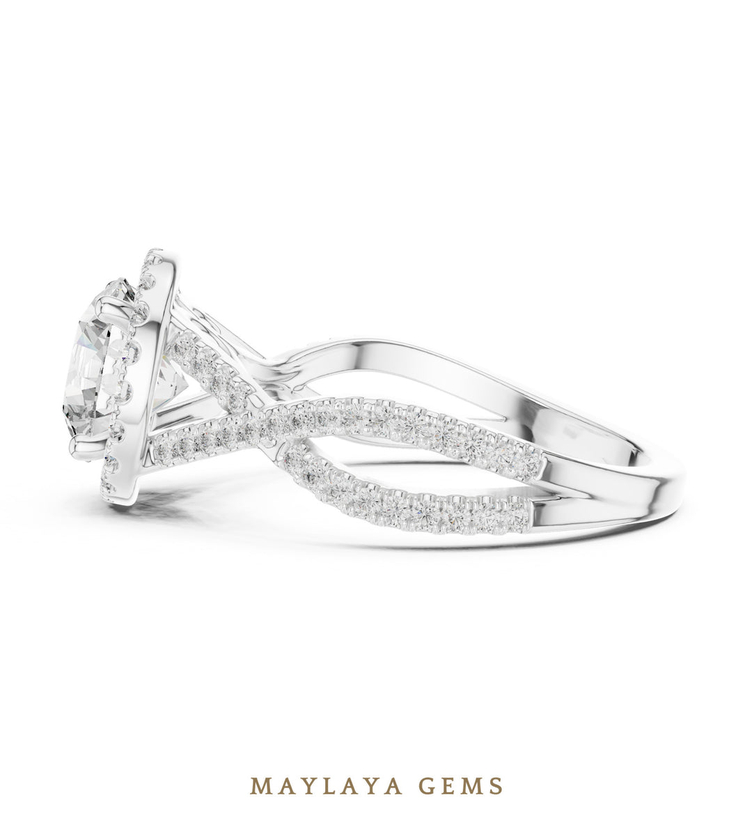 Maylaya Gems round halo infinity lab-grown diamond ring in white gold