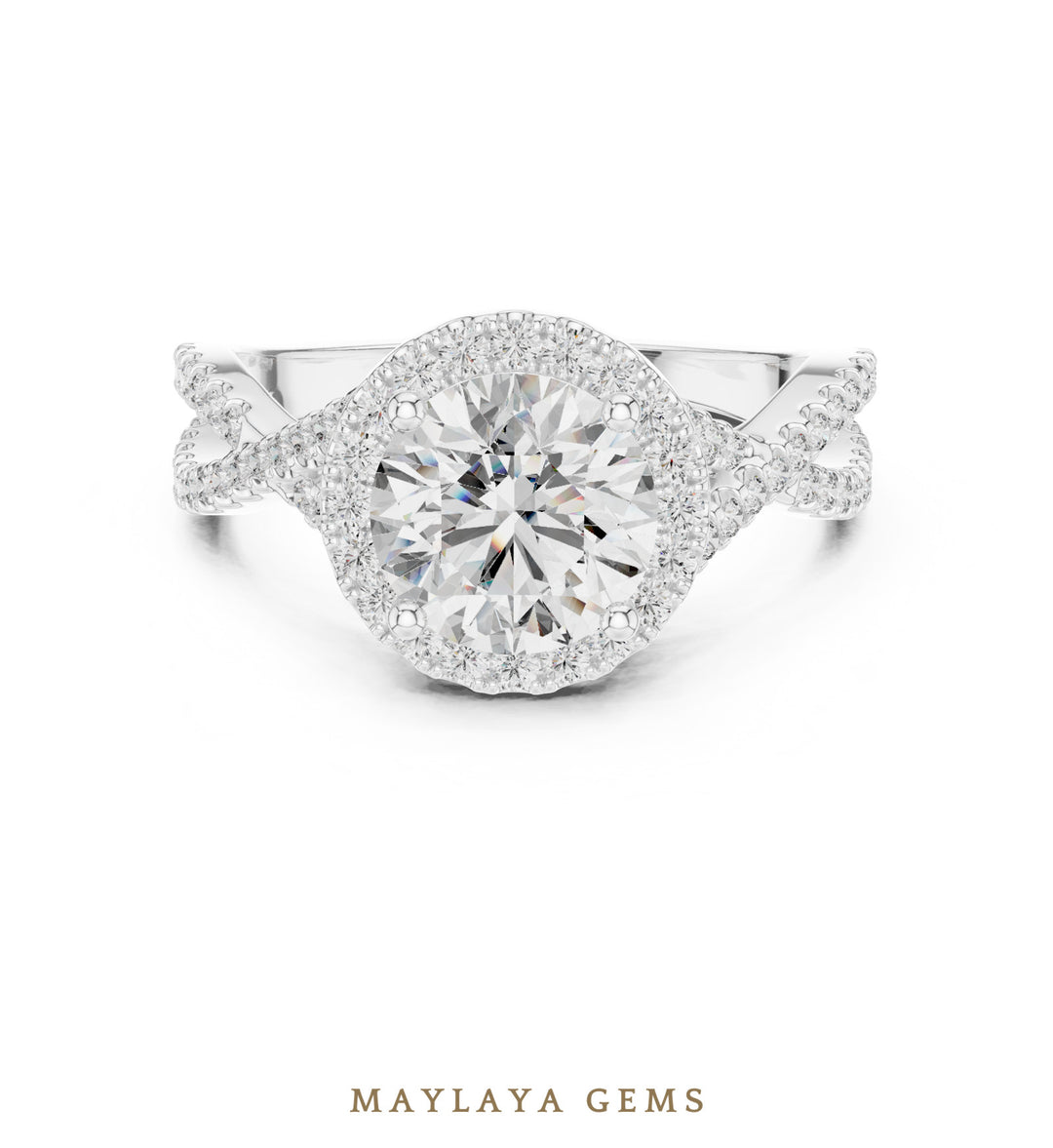 Maylaya Gems round halo infinity lab-grown diamond ring in white gold