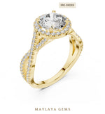 Load image into Gallery viewer, Maylaya Gems round halo infinity lab-grown diamond ring in yellow gold
