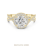 Load image into Gallery viewer, Maylaya Gems round halo infinity lab-grown diamond ring in yellow gold
