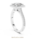 Load image into Gallery viewer, Maylaya Gems princess square halo lab-grown diamond ring in white gold
