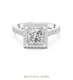 Load image into Gallery viewer, Maylaya Gems princess square halo lab-grown diamond ring in white gold

