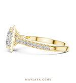 Load image into Gallery viewer, Maylaya Gems princess square halo lab-grown diamond ring in yellow gold

