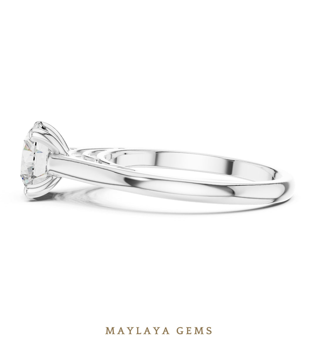 Maylaya Gems round double arch solitaire lab-grown diamond ring in white gold
