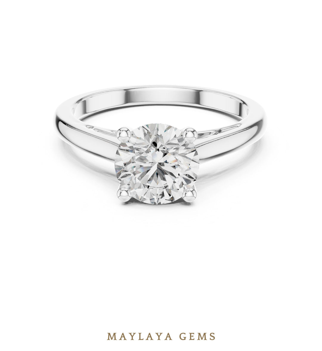 Maylaya Gems round double arch solitaire lab-grown diamond ring in white gold