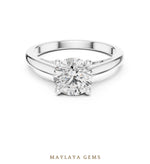Load image into Gallery viewer, Maylaya Gems round double arch solitaire lab-grown diamond ring in white gold

