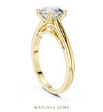 Load image into Gallery viewer, Maylaya Gems round double arch solitaire lab-grown diamond ring in yellow gold
