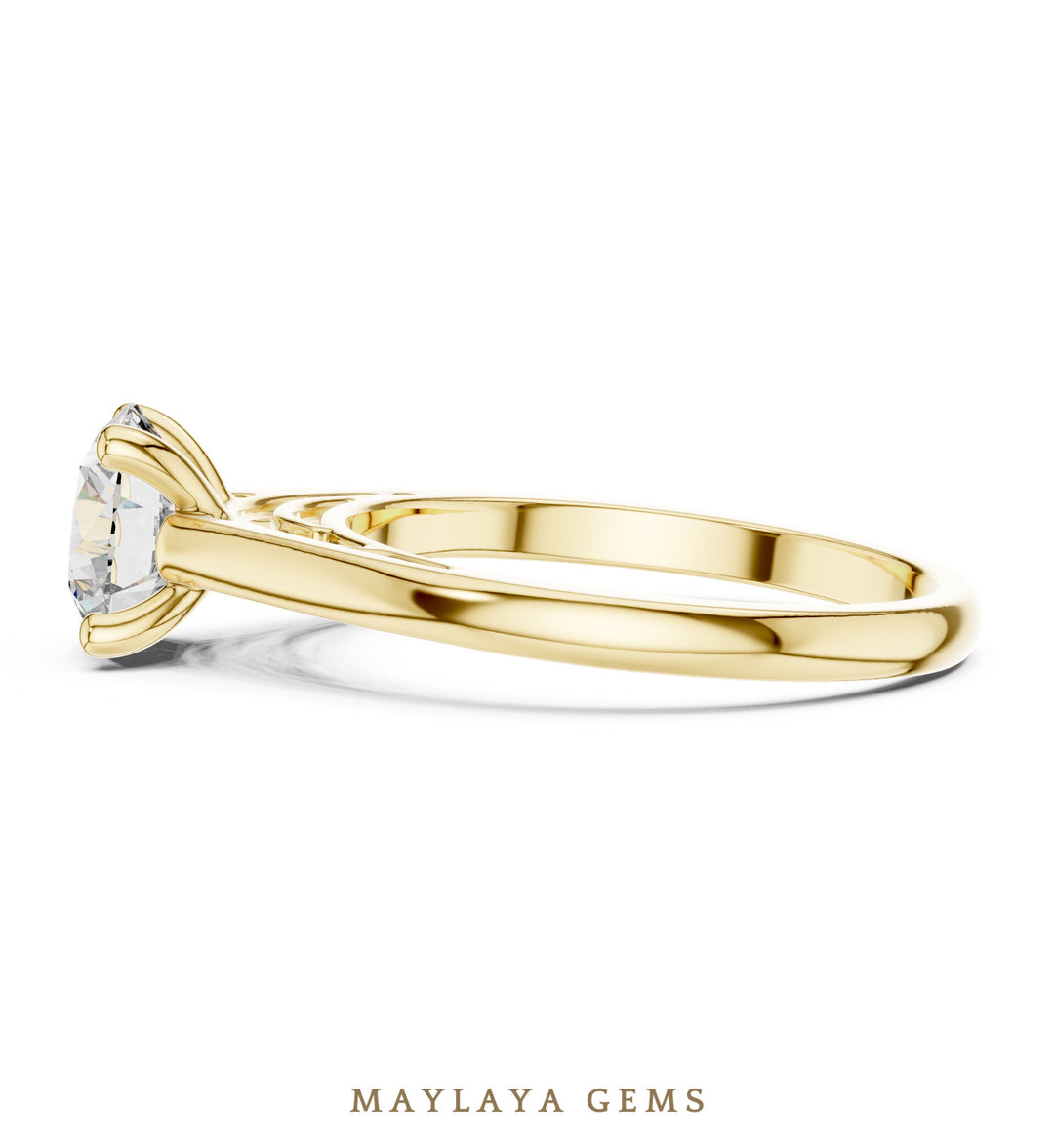 Maylaya Gems round double arch solitaire lab-grown diamond ring in yellow gold