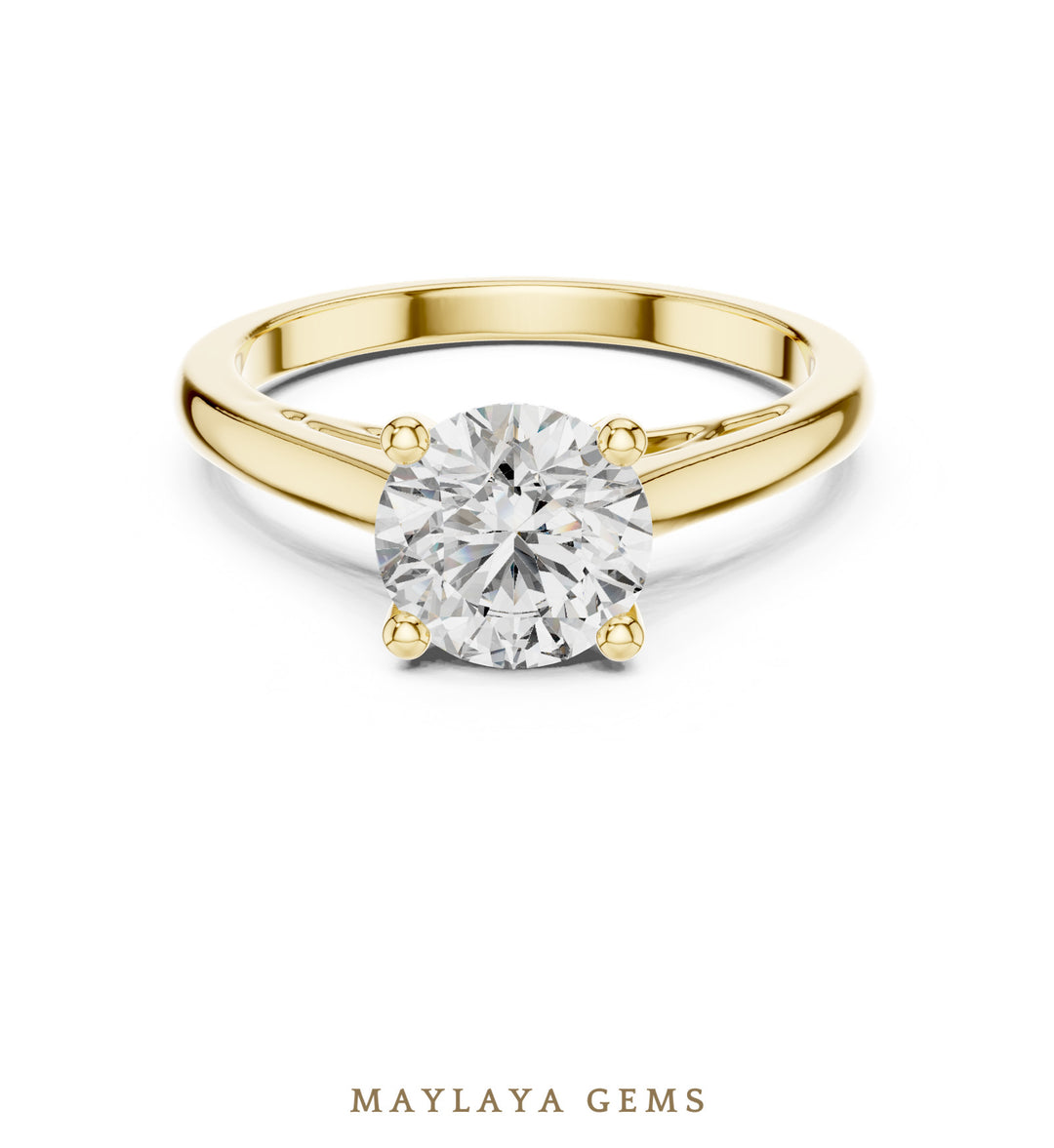 Maylaya Gems round double arch solitaire lab-grown diamond ring in yellow gold