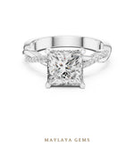 Load image into Gallery viewer, Maylaya Gems princess twisted pave lab-grown diamond ring in white gold

