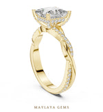 Load image into Gallery viewer, Maylaya Gems princess twisted pave lab-grown diamond ring in yellow gold
