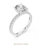 Load image into Gallery viewer, Maylaya Gems oval paved prong lab-grown diamond ring in white gold
