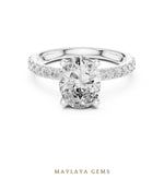 Load image into Gallery viewer, Maylaya Gems oval paved prong lab-grown diamond ring in white gold

