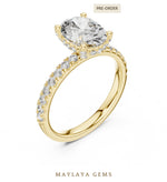 Load image into Gallery viewer, Maylaya Gems oval paved prong lab-grown diamond ring in yellow gold
