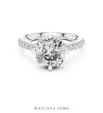Load image into Gallery viewer, Maylaya Gems cushion scaffold lab-grown diamond ring in white gold
