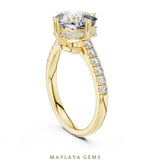 Load image into Gallery viewer, Maylaya Gems cushion scaffold lab-grown diamond ring in yellow gold
