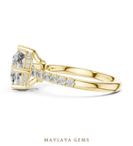 Load image into Gallery viewer, Maylaya Gems cushion scaffold lab-grown diamond ring in yellow gold
