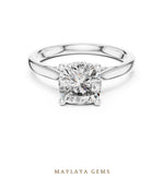 Load image into Gallery viewer, Maylaya Gems cushion diamond bridge lab-grown diamond ring in white gold
