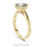 Load image into Gallery viewer, Maylaya Gems cushion diamond bridge lab-grown diamond ring in yellow gold
