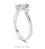 Load image into Gallery viewer, Maylaya Gems oval two-accent lab-grown diamond ring in white gold
