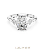 Load image into Gallery viewer, Maylaya Gems oval two-accent lab-grown diamond ring in white gold

