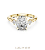 Load image into Gallery viewer, Maylaya Gems oval two-accent lab-grown diamond ring in yellow gold

