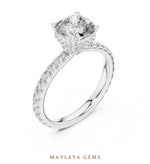 Load image into Gallery viewer, Maylaya Gems cushion double collar lab-grown diamond ring in white gold
