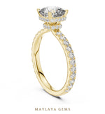 Load image into Gallery viewer, Maylaya Gems cushion double collar lab-grown diamond ring in yellow gold
